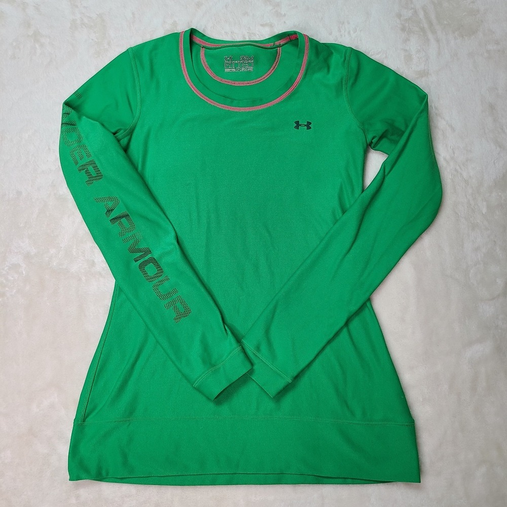 Under Armour Womens SIZE S Fitted AllSeasonGear Shirt Green Long Sleeve